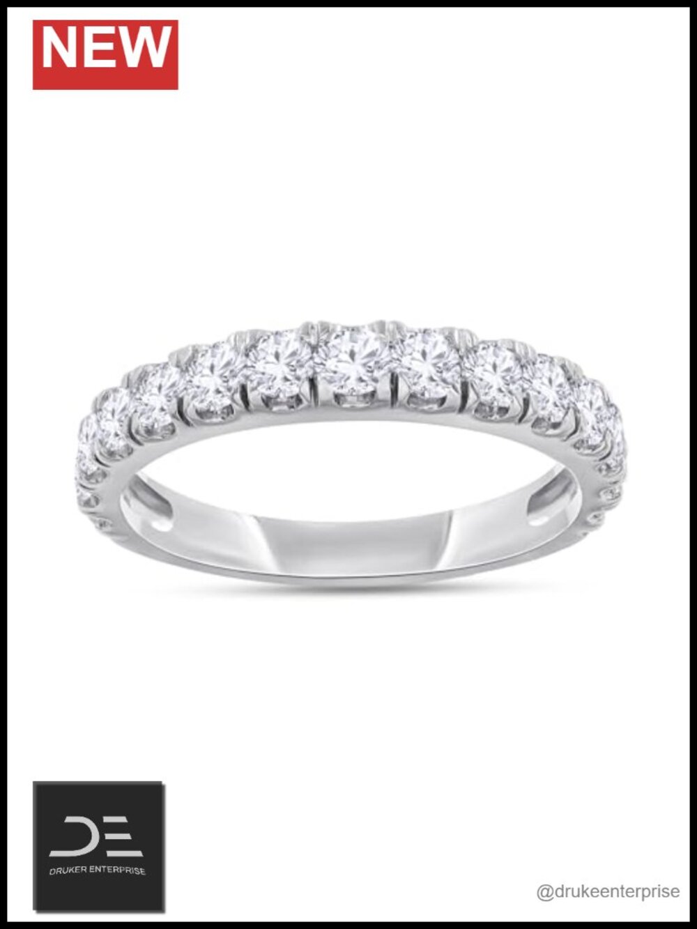 1 CTTW Round Lab Grown Diamond Half Eternity Ring 925 Sterling Silver